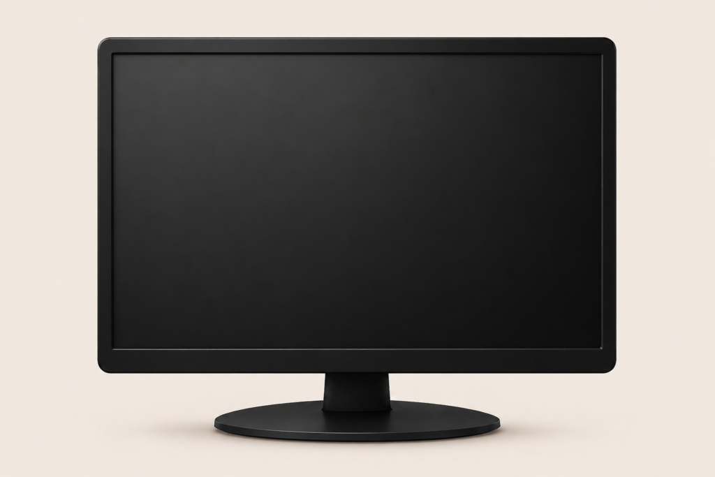 A black monitor with screen off.